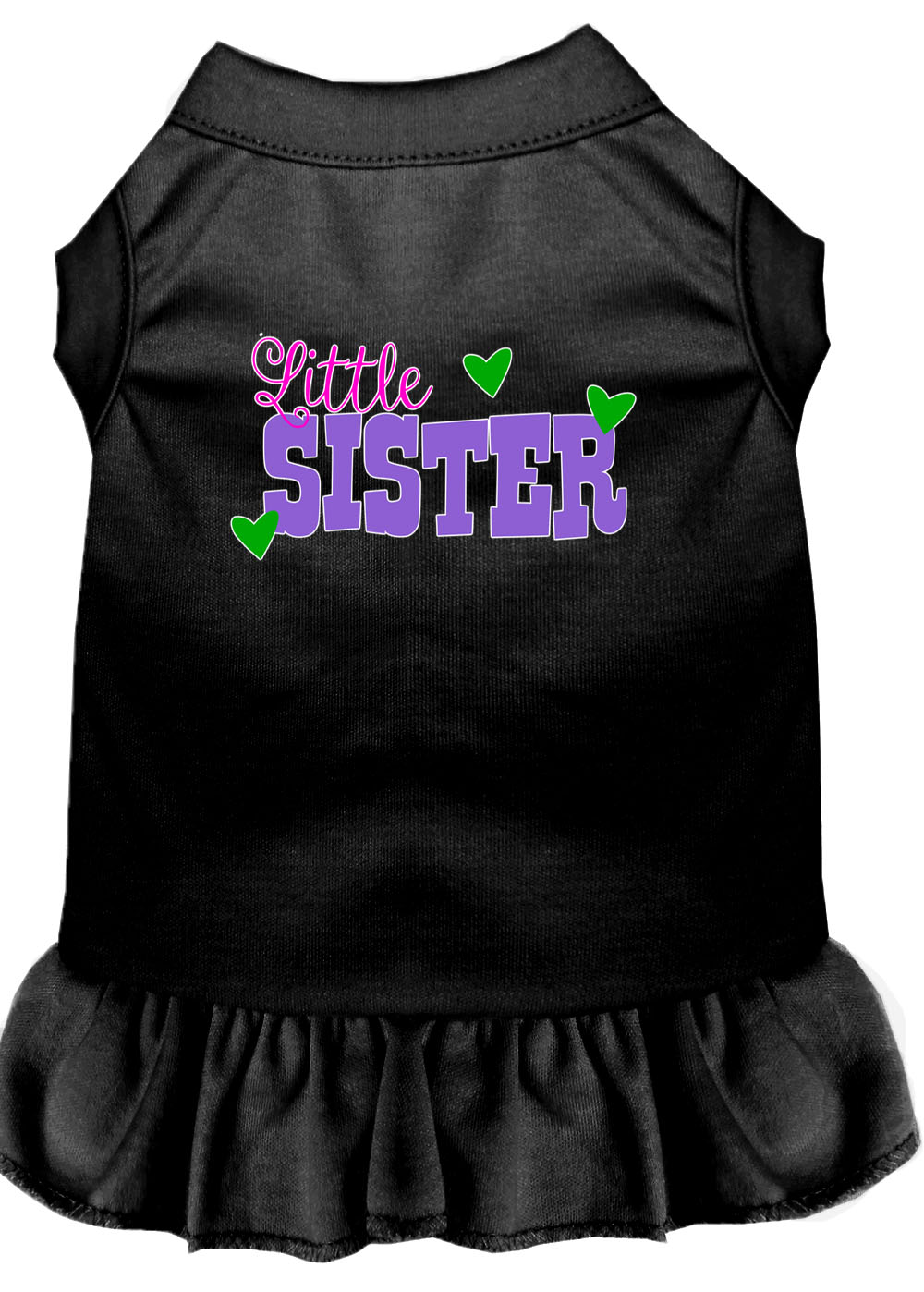 Little Sister Screen Print Dog Dress Black XXL